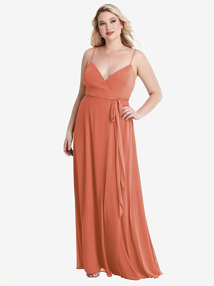【STYLE: LB011】Chiffon Maxi Wrap Dress with Sash - Cora【COLOR: Terracotta Copper】