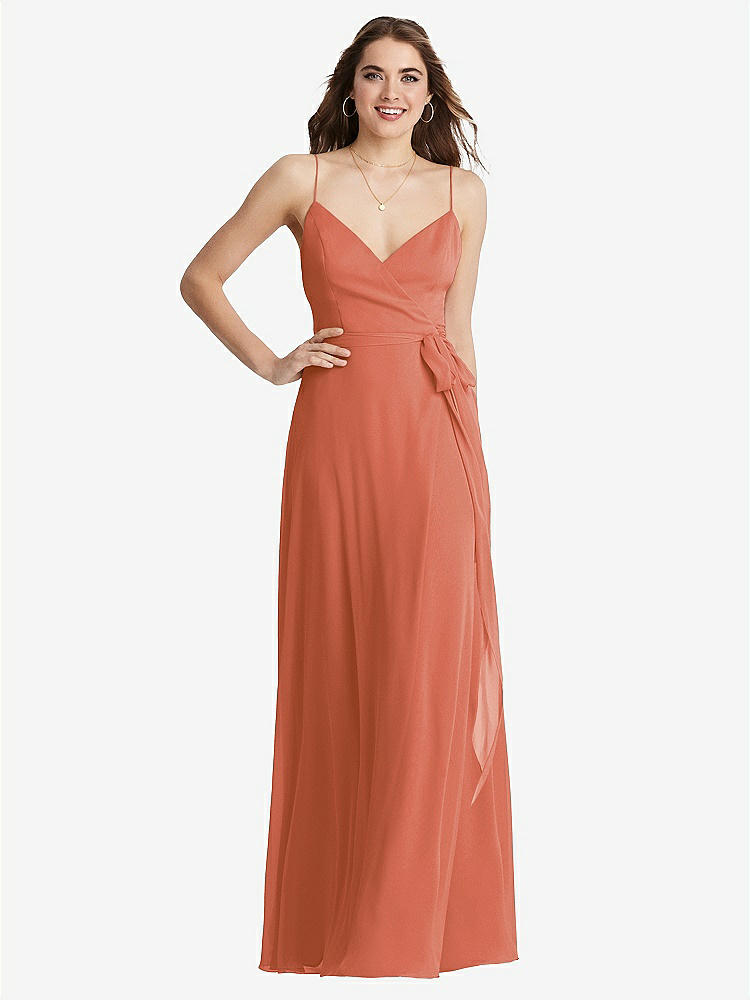 【STYLE: LB011】Chiffon Maxi Wrap Dress with Sash - Cora【COLOR: Terracotta Copper】