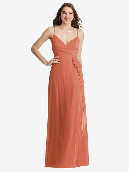 【STYLE: LB011】Chiffon Maxi Wrap Dress with Sash - Cora【COLOR: Terracotta Copper】