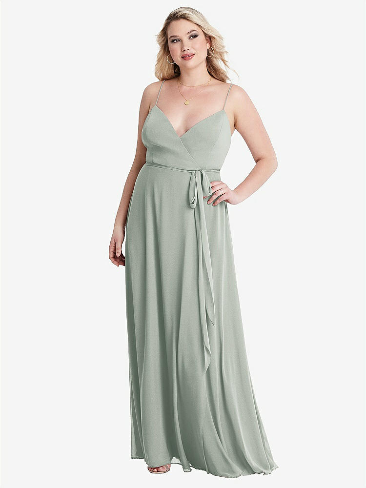 【STYLE: LB011】Chiffon Maxi Wrap Dress with Sash - Cora【COLOR: Willow Green】