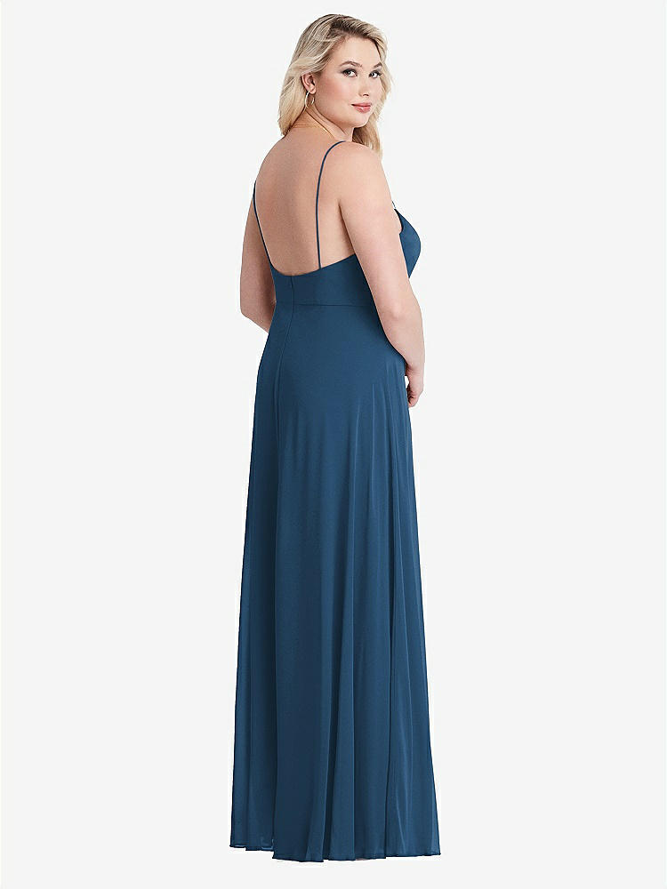 【NEW】【STYLE: LB012】正方形 首 シフォン マキシ ドレス 前面 スリット  -  エリオット【COLOR: Dusk Blue】【SIZE: 00-30W】