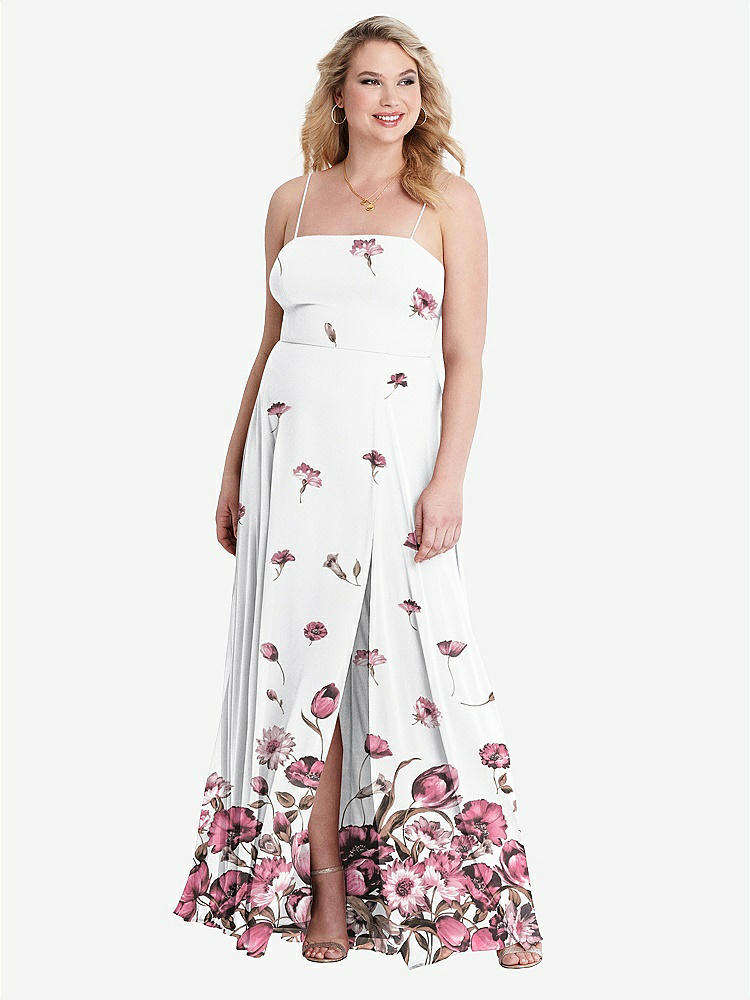 【STYLE: LB012】Square Neck Chiffon Maxi Dress with Front Slit - Elliott【COLOR: London Print】