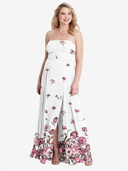 【STYLE: LB012】Square Neck Chiffon Maxi Dress with Front Slit - Elliott【COLOR: London Print】