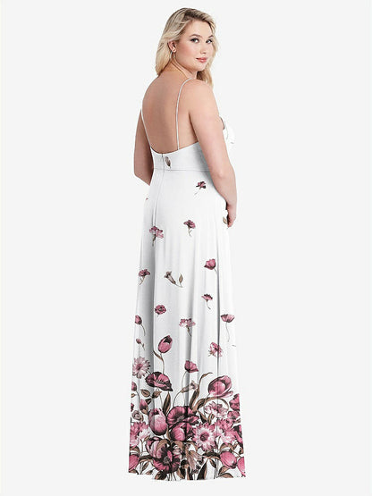 【STYLE: LB012】Square Neck Chiffon Maxi Dress with Front Slit - Elliott【COLOR: London Print】