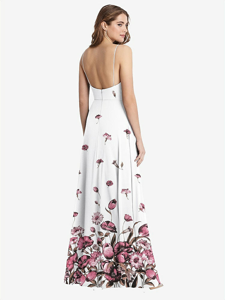 【STYLE: LB012】Square Neck Chiffon Maxi Dress with Front Slit - Elliott【COLOR: London Print】