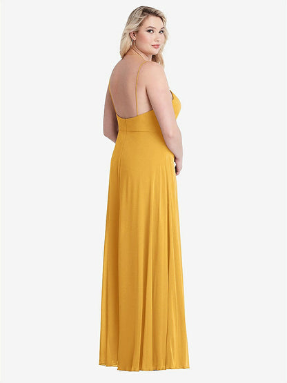 【NEW】【STYLE: LB012】正方形 首 シフォン マキシ ドレス 前面 スリット  -  エリオット【COLOR: NYC Yellow】【SIZE: 00-30W】