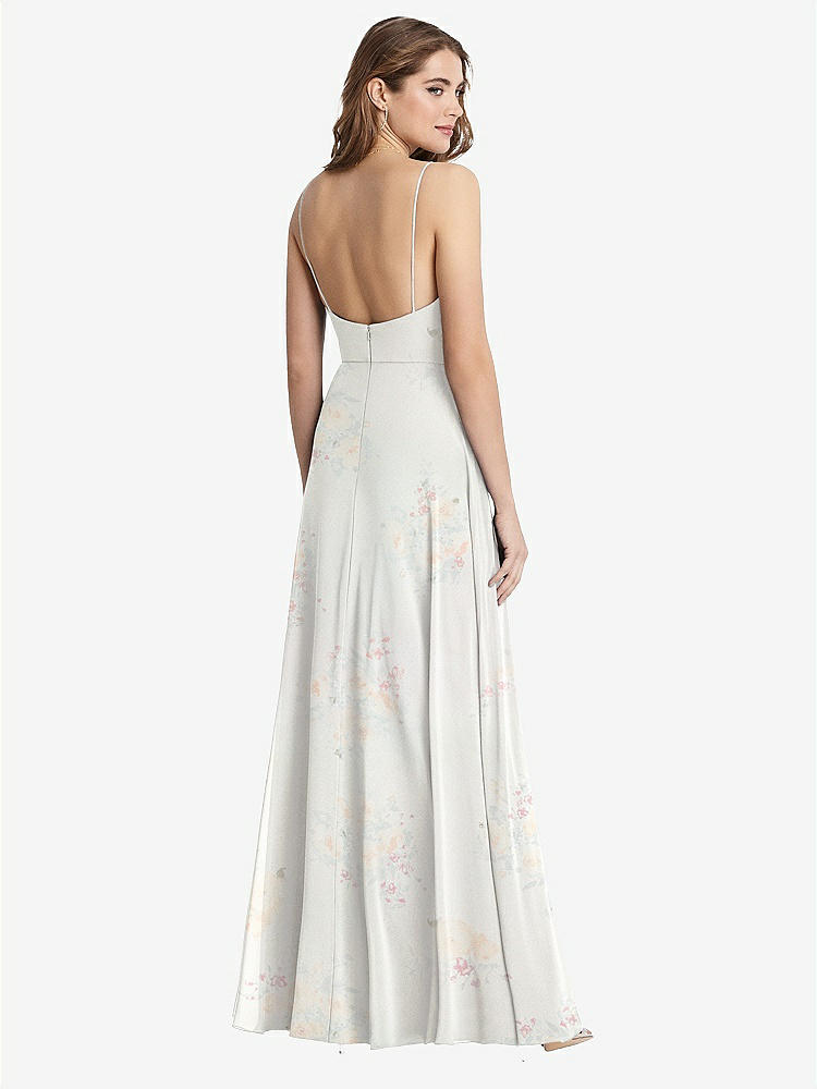 【STYLE: LB012】Square Neck Chiffon Maxi Dress with Front Slit - Elliott【COLOR: Spring Fling】