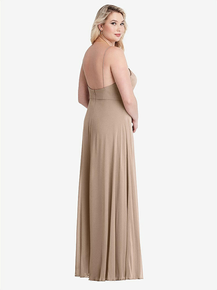 【STYLE: LB012】Square Neck Chiffon Maxi Dress with Front Slit - Elliott【COLOR: Topaz】