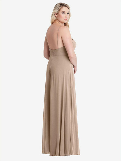 【STYLE: LB012】Square Neck Chiffon Maxi Dress with Front Slit - Elliott【COLOR: Topaz】
