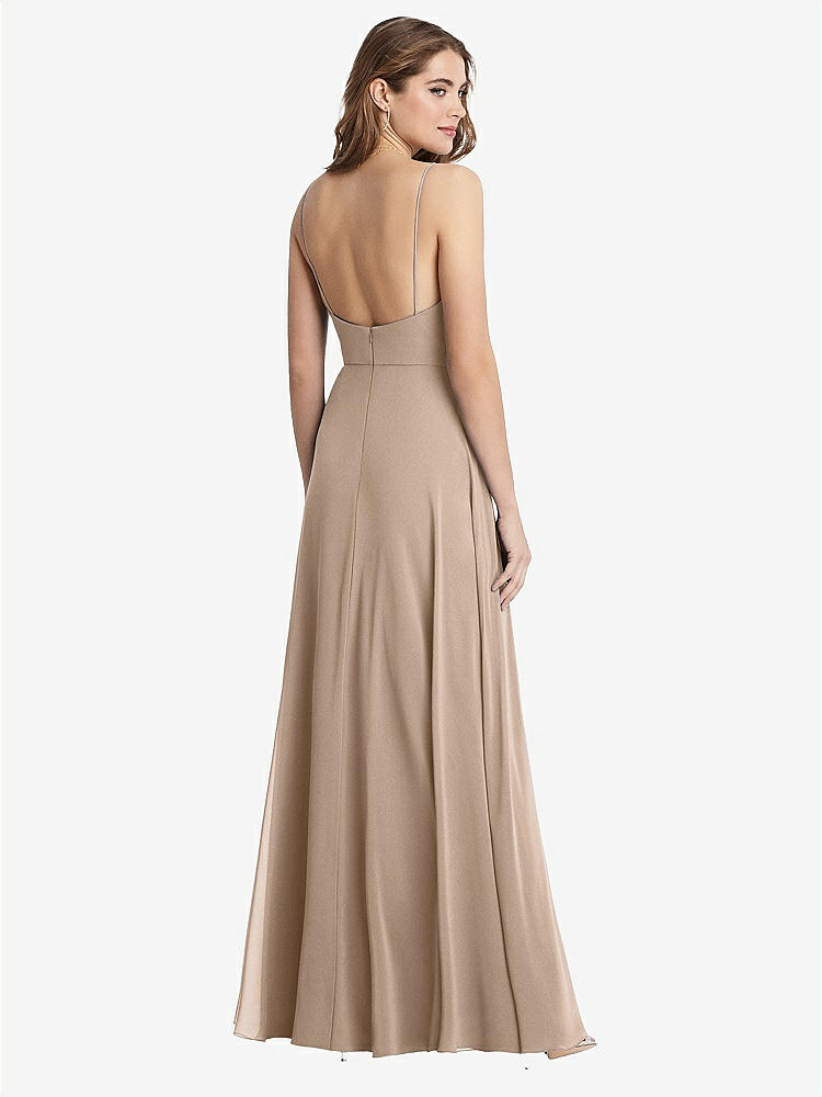 【STYLE: LB012】Square Neck Chiffon Maxi Dress with Front Slit - Elliott【COLOR: Topaz】
