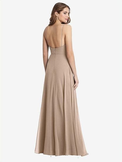 【STYLE: LB012】Square Neck Chiffon Maxi Dress with Front Slit - Elliott【COLOR: Topaz】