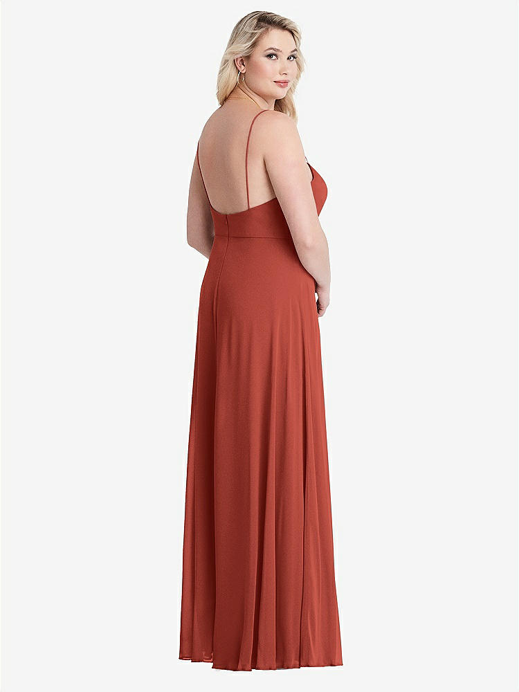 【STYLE: LB012】Square Neck Chiffon Maxi Dress with Front Slit - Elliott【COLOR: Amber Sunset】