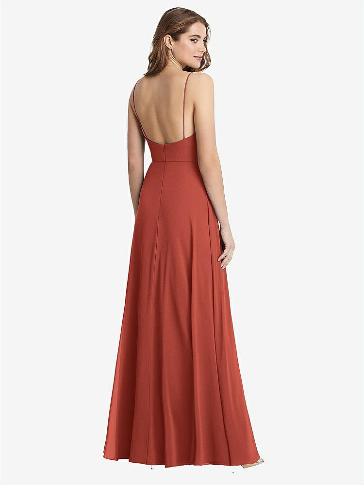 【STYLE: LB012】Square Neck Chiffon Maxi Dress with Front Slit - Elliott【COLOR: Amber Sunset】