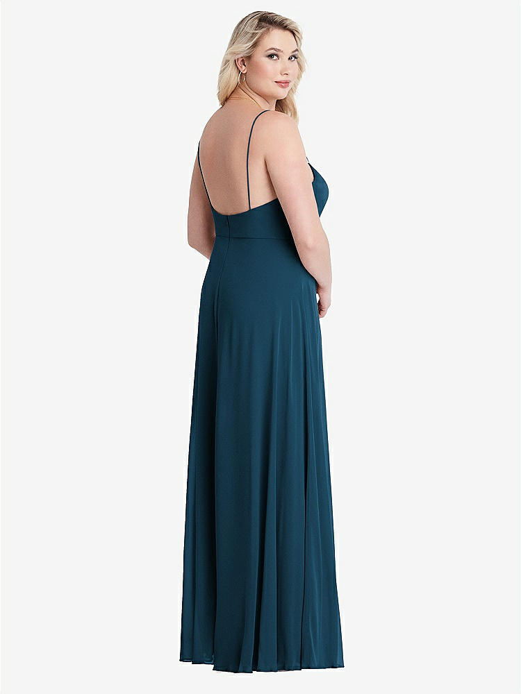 【NEW】【STYLE: LB012】正方形 首 シフォン マキシ ドレス 前面 スリット  -  エリオット【COLOR: Atlantic Blue】【SIZE: 00-30W】