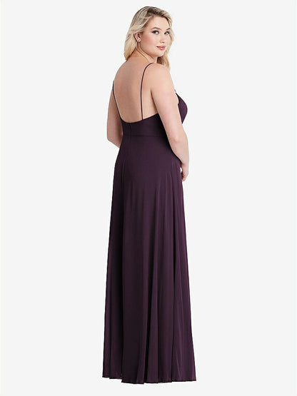 【NEW】【STYLE: LB012】正方形 首 シフォン マキシ ドレス 前面 スリット  -  エリオット【COLOR: Aubergine】【SIZE: 00-30W】