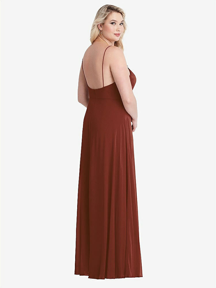 【STYLE: LB012】Square Neck Chiffon Maxi Dress with Front Slit - Elliott【COLOR: Auburn Moon】