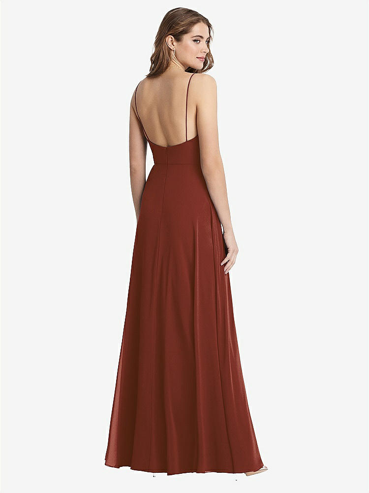 【STYLE: LB012】Square Neck Chiffon Maxi Dress with Front Slit - Elliott【COLOR: Auburn Moon】