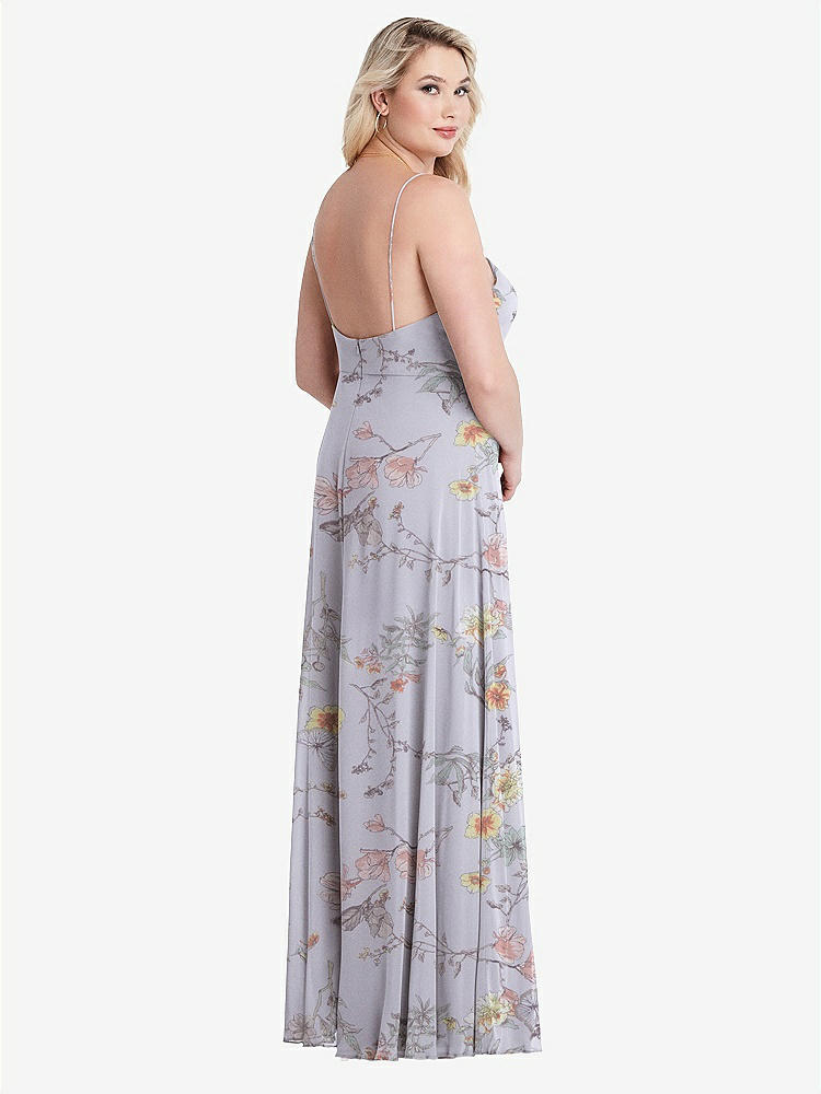 【STYLE: LB012】Square Neck Chiffon Maxi Dress with Front Slit - Elliott【COLOR: Butterfly Botanica Silver Dove】
