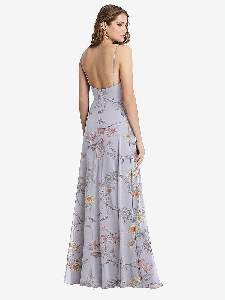 【STYLE: LB012】Square Neck Chiffon Maxi Dress with Front Slit - Elliott【COLOR: Butterfly Botanica Silver Dove】