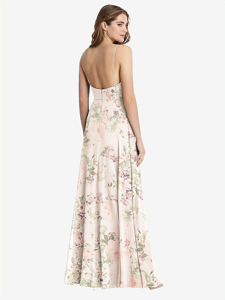 【STYLE: LB012】Square Neck Chiffon Maxi Dress with Front Slit - Elliott【COLOR: Blush Garden】