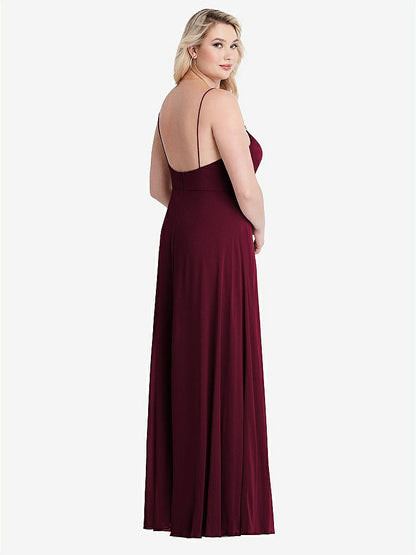 【NEW】【STYLE: LB012】正方形 首 シフォン マキシ ドレス 前面 スリット  -  エリオット【COLOR: Cabernet】【SIZE: 00-30W】