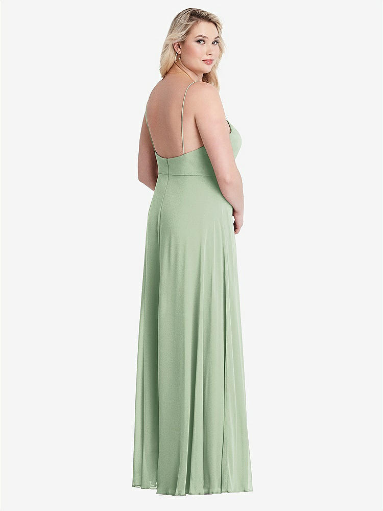 【STYLE: LB012】Square Neck Chiffon Maxi Dress with Front Slit - Elliott【COLOR: Celadon】