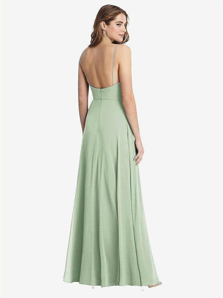 【STYLE: LB012】Square Neck Chiffon Maxi Dress with Front Slit - Elliott【COLOR: Celadon】