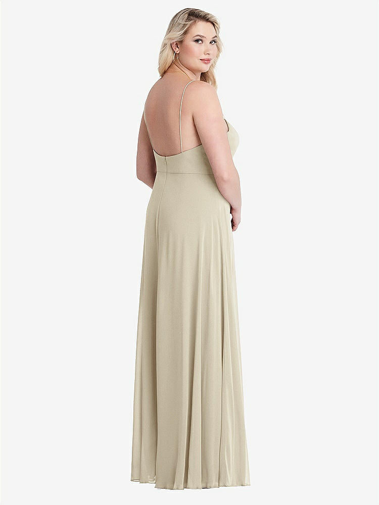 【NEW】【STYLE: LB012】正方形 首 シフォン マキシ ドレス 前面 スリット  -  エリオット【COLOR: Champagne】【SIZE: 00-30W】