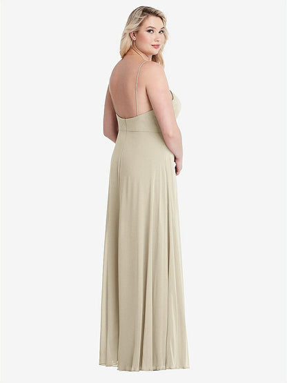 【NEW】【STYLE: LB012】正方形 首 シフォン マキシ ドレス 前面 スリット  -  エリオット【COLOR: Champagne】【SIZE: 00-30W】