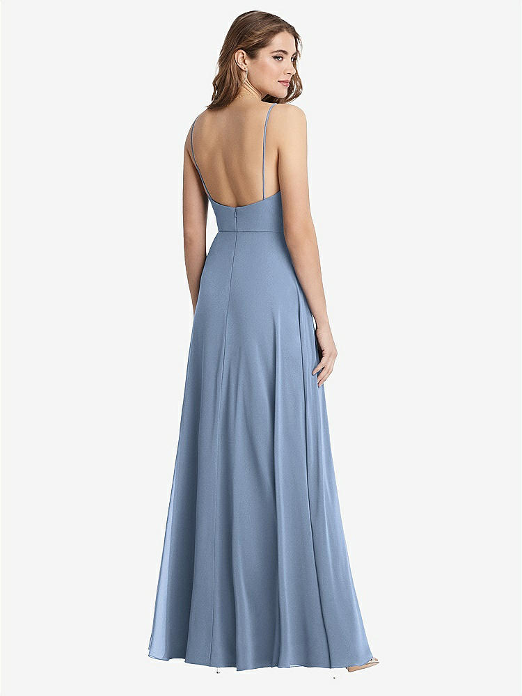 【STYLE: LB012】Square Neck Chiffon Maxi Dress with Front Slit - Elliott【COLOR: Cloudy】
