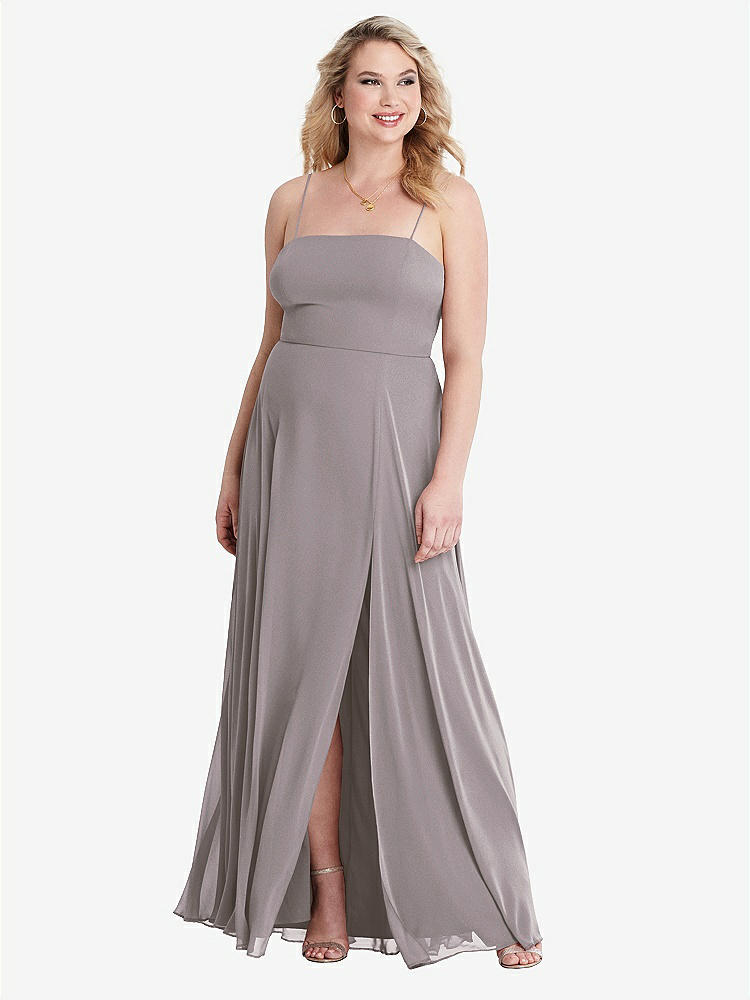 【NEW】【STYLE: LB012】正方形 首 シフォン マキシ ドレス 前面 スリット  -  エリオット【COLOR: Cashmere Gray】【SIZE: 00-30W】