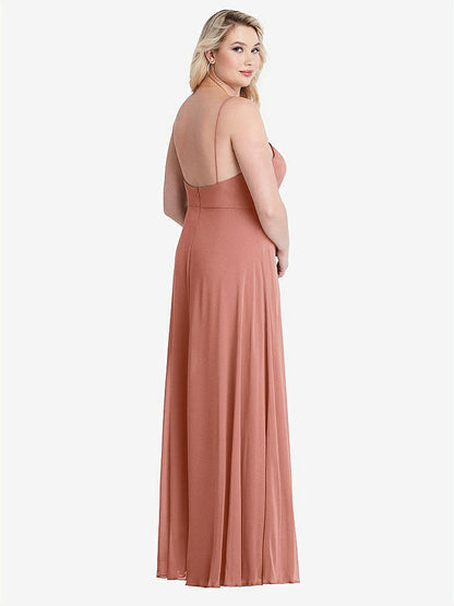 【NEW】【STYLE: LB012】正方形 首 シフォン マキシ ドレス 前面 スリット  -  エリオット【COLOR: Desert Rose】【SIZE: 00-30W】