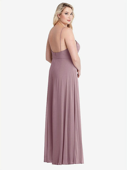 【NEW】【STYLE: LB012】正方形 首 シフォン マキシ ドレス 前面 スリット  -  エリオット【COLOR: Dusty Rose】【SIZE: 00-30W】
