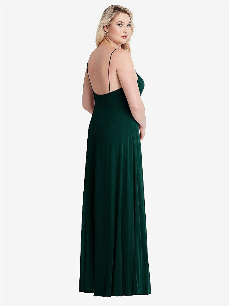 【STYLE: LB012】Square Neck Chiffon Maxi Dress with Front Slit - Elliott【COLOR: Evergreen】