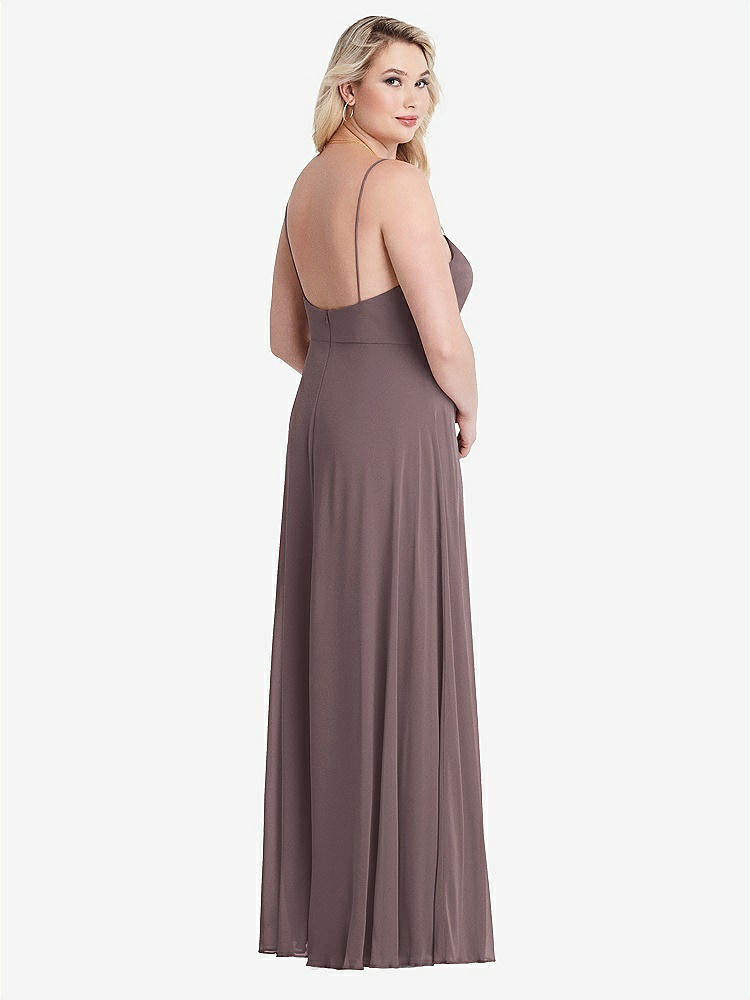 【STYLE: LB012】Square Neck Chiffon Maxi Dress with Front Slit - Elliott【COLOR: French Truffle】