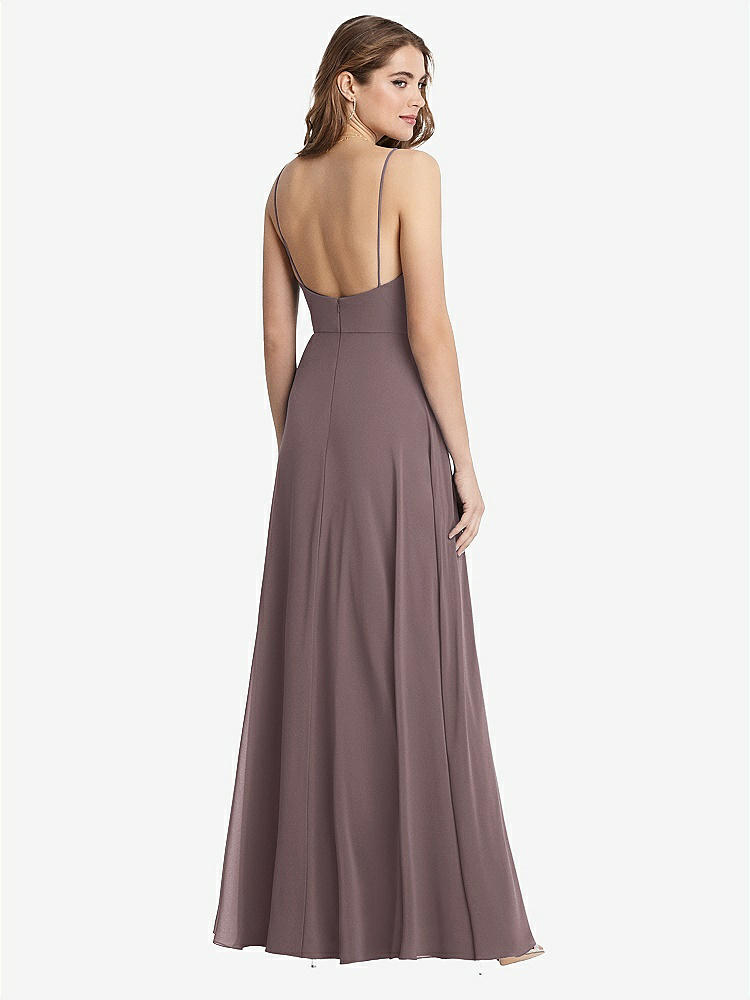 【STYLE: LB012】Square Neck Chiffon Maxi Dress with Front Slit - Elliott【COLOR: French Truffle】