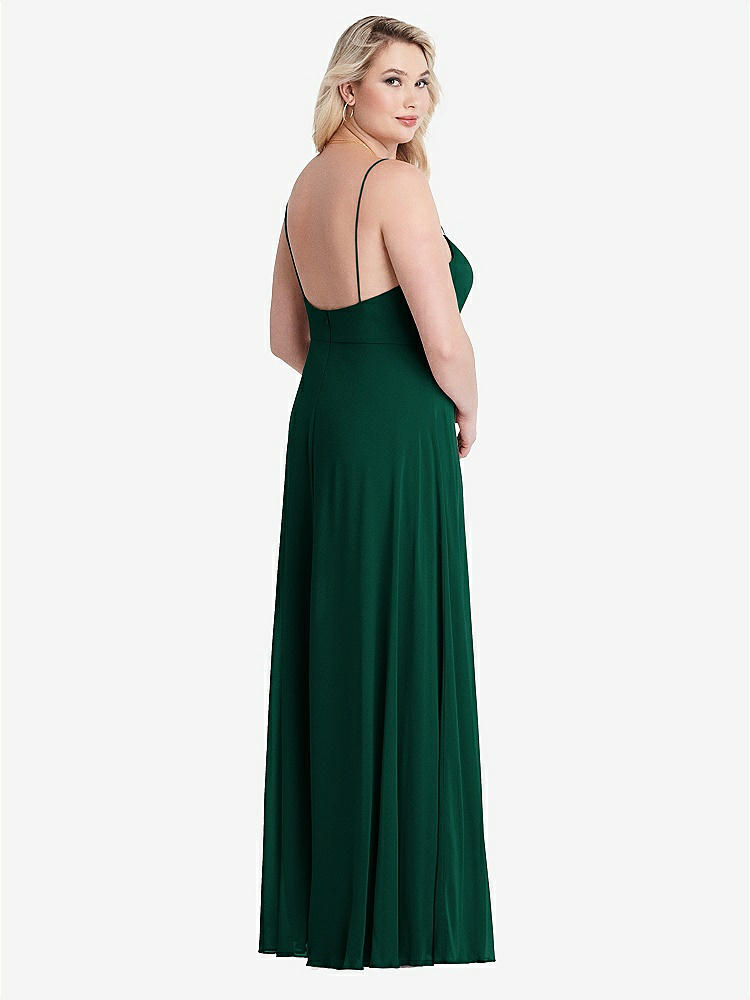 【STYLE: LB012】Square Neck Chiffon Maxi Dress with Front Slit - Elliott【COLOR: Hunter Green】