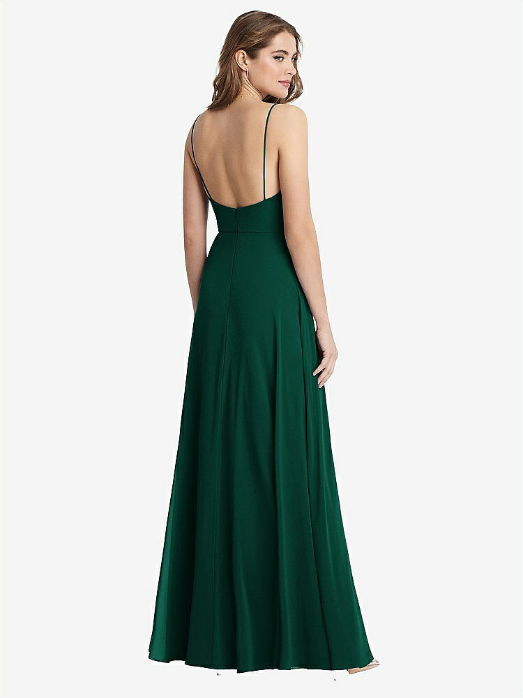 【STYLE: LB012】Square Neck Chiffon Maxi Dress with Front Slit - Elliott【COLOR: Hunter Green】