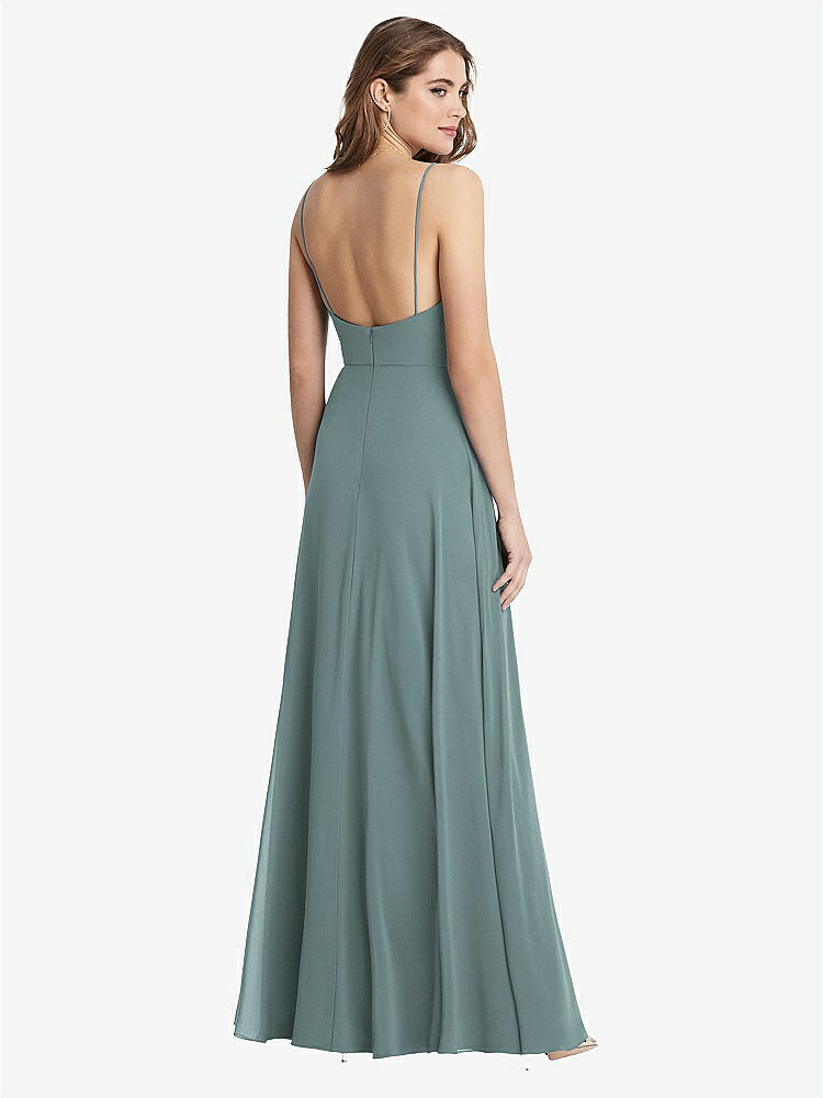 【STYLE: LB012】Square Neck Chiffon Maxi Dress with Front Slit - Elliott【COLOR: Icelandic】