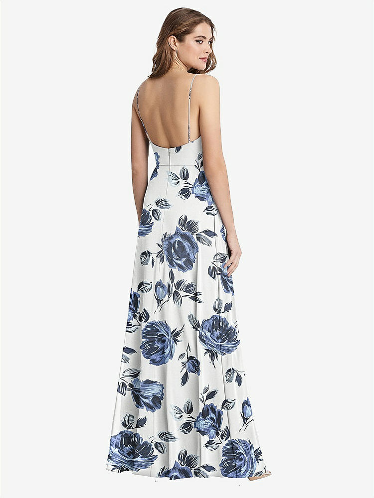 【STYLE: LB012】Square Neck Chiffon Maxi Dress with Front Slit - Elliott【COLOR: Indigo Rose】