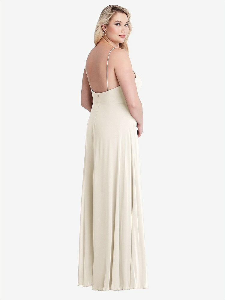 【STYLE: LB012】Square Neck Chiffon Maxi Dress with Front Slit - Elliott【COLOR: Ivory】