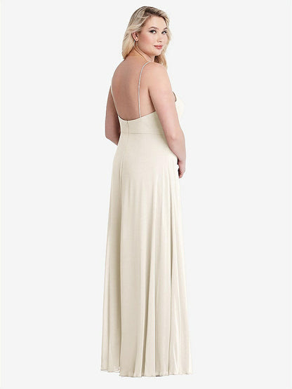【STYLE: LB012】Square Neck Chiffon Maxi Dress with Front Slit - Elliott【COLOR: Ivory】