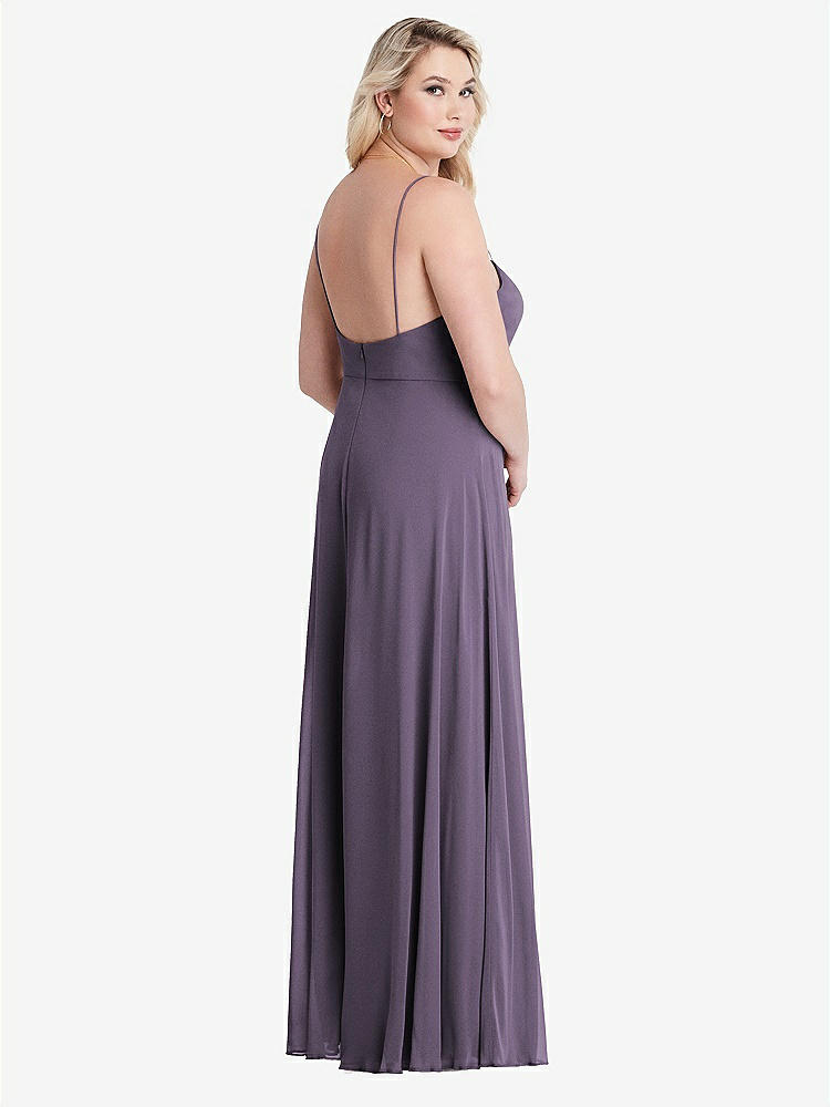 【NEW】【STYLE: LB012】正方形 首 シフォン マキシ ドレス 前面 スリット  -  エリオット【COLOR: Lavender】【SIZE: 00-30W】