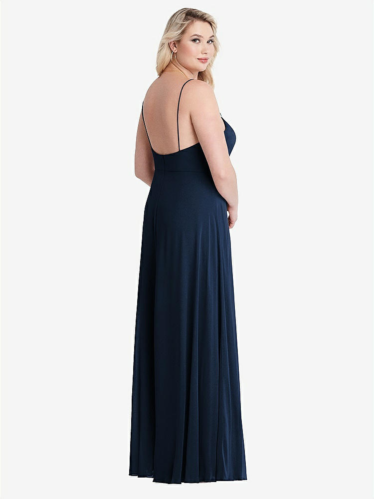 【NEW】【STYLE: LB012】正方形 首 シフォン マキシ ドレス 前面 スリット  -  エリオット【COLOR: Midnight Navy】【SIZE: 00-30W】