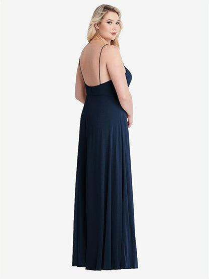 【NEW】【STYLE: LB012】正方形 首 シフォン マキシ ドレス 前面 スリット  -  エリオット【COLOR: Midnight Navy】【SIZE: 00-30W】