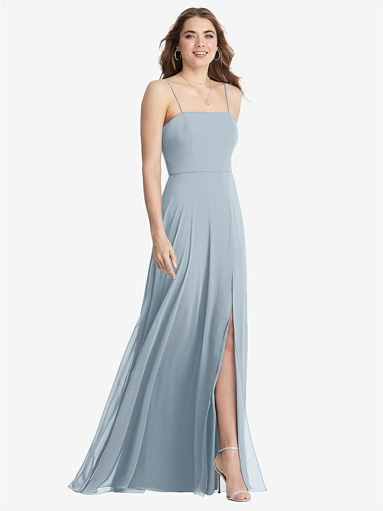 【STYLE: LB012】Square Neck Chiffon Maxi Dress with Front Slit - Elliott【COLOR: Mist】