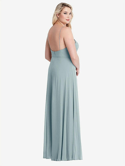 【NEW】【STYLE: LB012】正方形 首 シフォン マキシ ドレス 前面 スリット  -  エリオット【COLOR: Morning Sky】【SIZE: 00-30W】