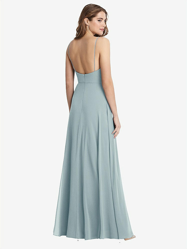 【STYLE: LB012】Square Neck Chiffon Maxi Dress with Front Slit - Elliott【COLOR: Morning Sky】