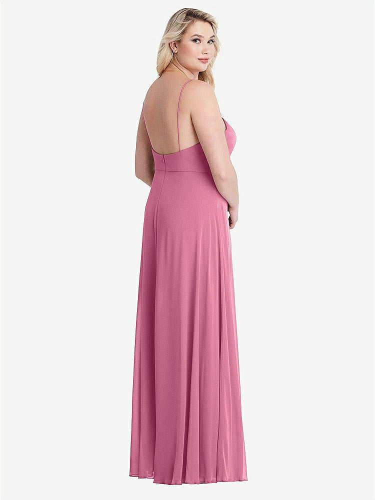 【NEW】【STYLE: LB012】正方形 首 シフォン マキシ ドレス 前面 スリット  -  エリオット【COLOR: Orchid Pink】【SIZE: 00-30W】