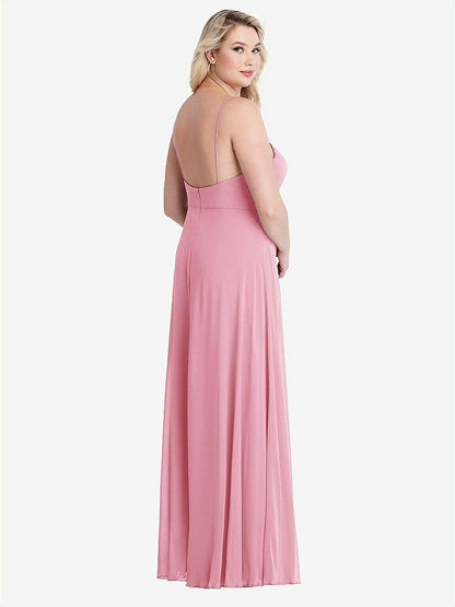 【NEW】【STYLE: LB012】正方形 首 シフォン マキシ ドレス 前面 スリット  -  エリオット【COLOR: Peony Pink】【SIZE: 00-30W】